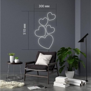 Неоновий світильник П'ять сердець 300х510 acr-n000028. Photo 2