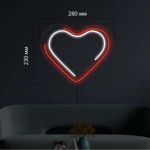 Неоновий світильник Серце подвійне 280х230 acr-n000004. Photo 2