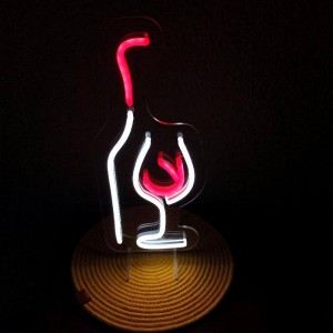 Неоновий світильник Пляшка вино бокал 300х130 acr-n000002