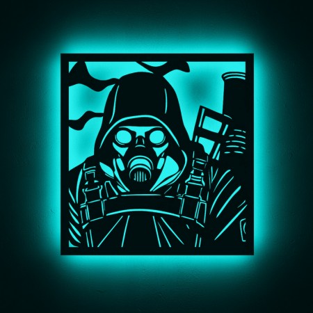 Панно декоративне картина на стіну Сталкер персонаж LED підсвітка 380х400 acr-p000273