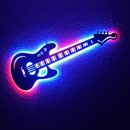 Панно декоративне картина на стіну Гітара LED-SMART 16 кольорів пульт 742х250 acr-p000107