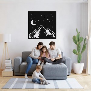 Панно декоративне картина на стіну Гори та місяць 400х400 acr-p000128