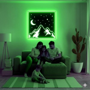 Панно декоративне картина на стіну Гори та місяць LED 16 кольорів пульт 400х400 acr-p000130. Photo 3