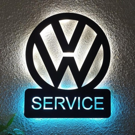 Панно декоративная картина на стену Volkswagen SERVICE LED подсветка 490х600 acr-p000100
