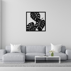 Панно декоративная картина на стену Листья в раме 400х400 acr-p000021