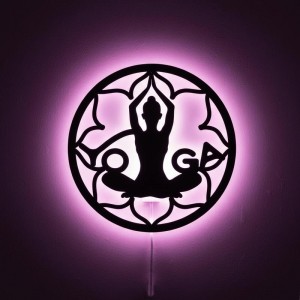 Панно декоративное картина на стену Йога LED подсветка 16 цветов пульт 400х400 acr-p000196. Photo 2