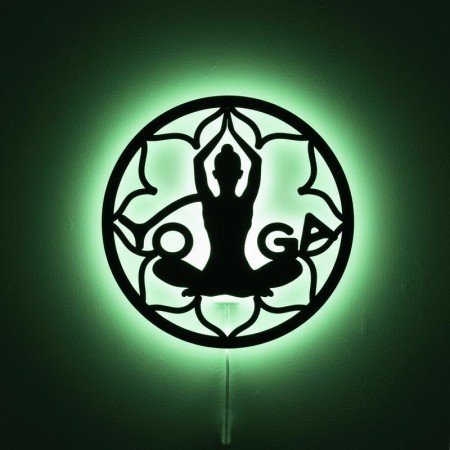 Панно декоративне картина на стіну Йога LED підсвітка 16 кольорів телефон 400х400 acr-p000197