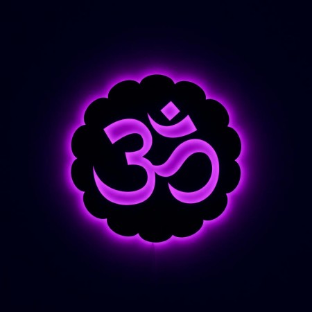 Панно декоративне картина на стіну Знак Ом круглий підсвітка 16 кольорів пульт 400х400 acr-p000249