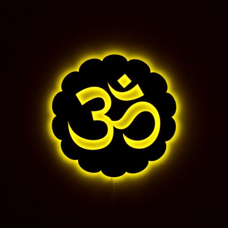 Панно декоративне картина на стіну Знак Ом круглий LED підсвітка 400х400 acr-p000248