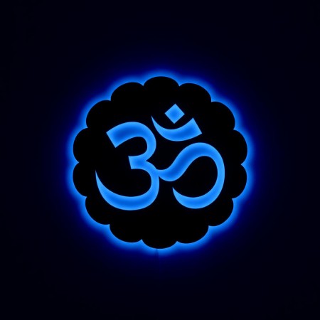 Панно декоративне картина на стіну Знак Ом круглий підсвітка 16 кольорів телефон 400х400 acr-p000250