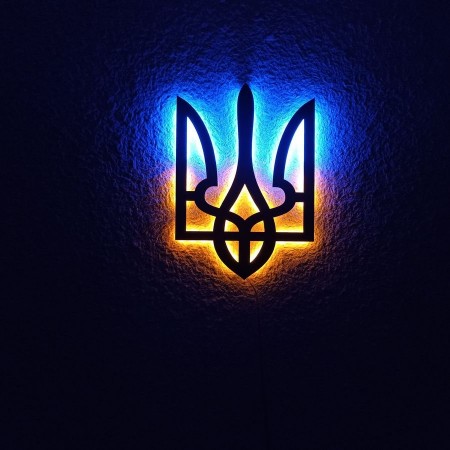 Панно декоративне картина на стіну Тризуб класичний LED підсвітка 210x300 acr-p000079