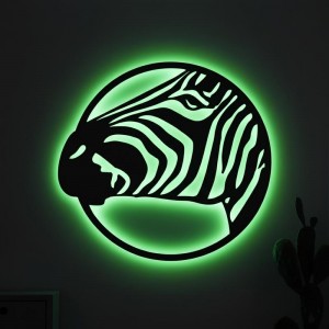 Панно декоративное картина на стену Зебра LED 16 цветов пульт 400х375 acr-p000114