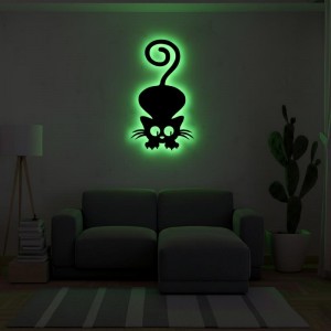 Панно декоративная картина на стену Игривый кот LED 16 цветов пульт 450х255 acr-p000122