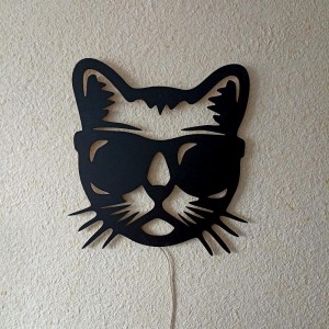 Панно декоративная картина на стену Кот в очках 400х400 acr-p000095