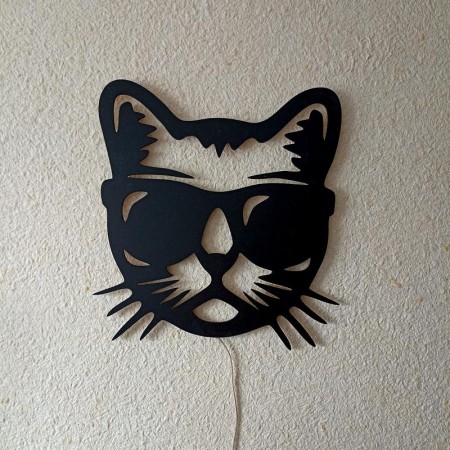 Панно декоративне картина на стіну Кіт в окулярах 400х400 acr-p000095