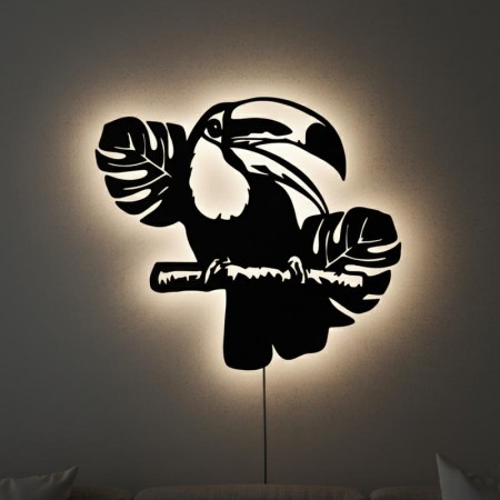 Панно декоративне картина на стіну Тукан LED підсвітка 400х350 acr-p000191