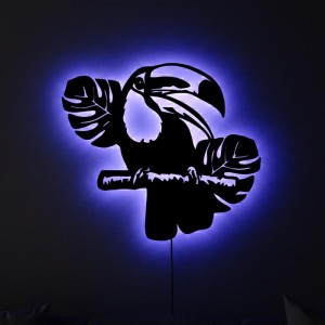 Панно декоративное картина на стену Тукан LED подсветка 16 цветов пульт 400х350 acr-p000192. Photo 2