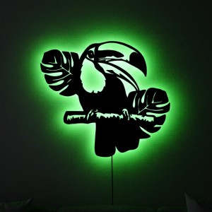 Панно декоративне картина на стіну Тукан LED підсвітка 16 кольорів пульт 400х350 acr-p000192