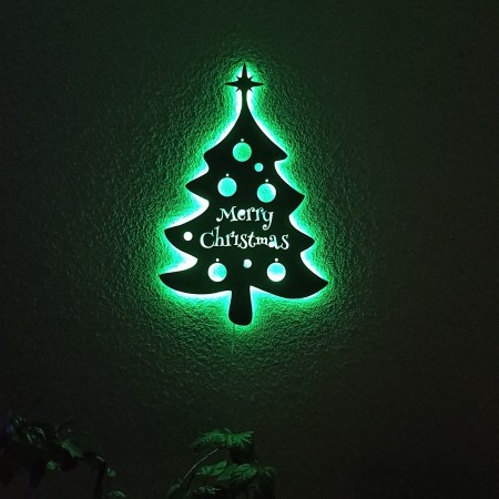 Панно декоративне картина на стіну Ялинка LED підсвітка 375x570 acr-p000004