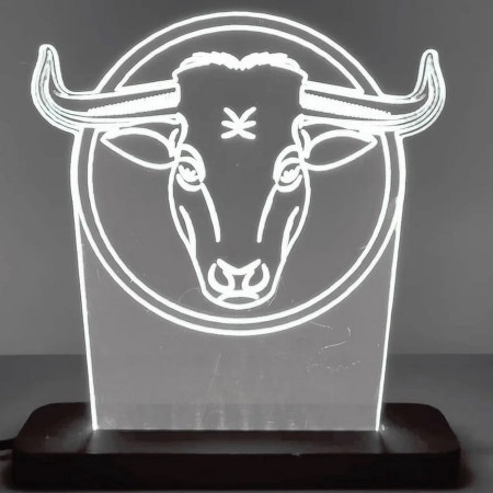 Акриловий світильник-нічник Бик білий tty-n000095