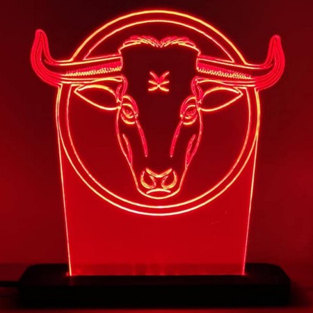 Акриловий світильник-нічник Бик червоний tty-n000023