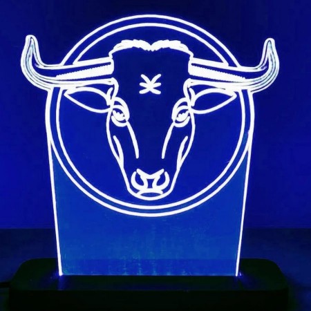 Акриловий світильник-нічник Бик синій tty-n000094