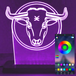 Акриловый светильник-ночник управление с телефона Бык tty-n000759