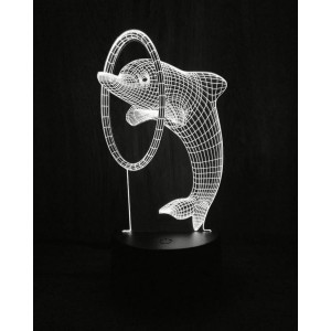 Акриловый светильник-ночник Дельфин с кольцом белый tty-n000986