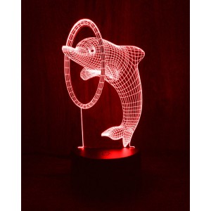 Акриловый светильник-ночник Дельфин с кольцом красный tty-n000984