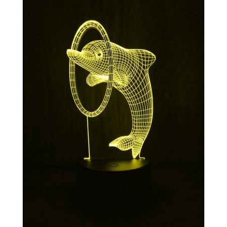 Акриловый светильник-ночник Дельфин с кольцом желтый tty-n000985