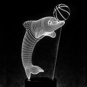 Акриловый светильник-ночник Дельфин с мячом белый tty-n000979