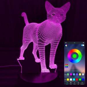 Акриловый светильник-ночник управление с телефона Кошка tty-n000756