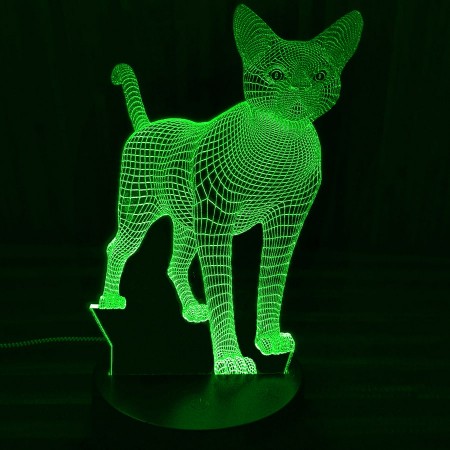 Акриловый светильник-ночник Кошка зеленый tty-n000163