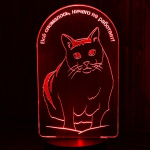 Акриловый светильник-ночник Кот Бендер красный tty-n001558