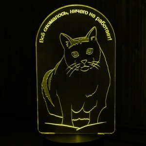 Акриловый светильник-ночник Кот Бендер желтый tty-n001559