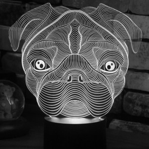 Акриловий світильник-нічник Мопс білий tty-n001420