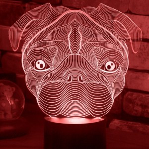 Акриловий світильник-нічник Мопс червоний tty-n001418