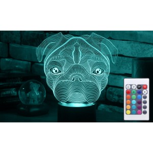 Акриловий світильник-нічник з пультом 16 кольорів Мопс tty-n001421