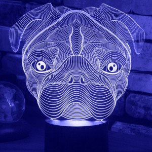 Акриловий світильник-нічник Мопс синій tty-n001416