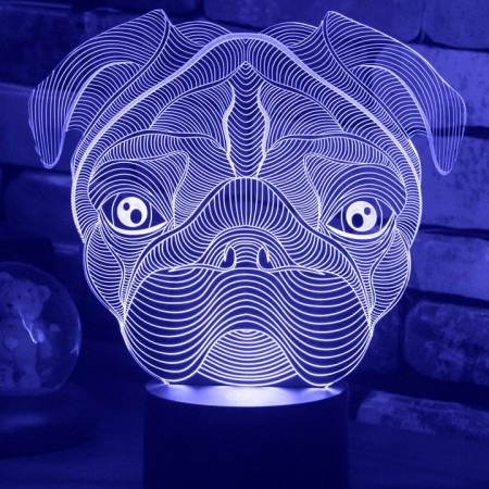 Акриловый светильник-ночник Мопс синий tty-n001416