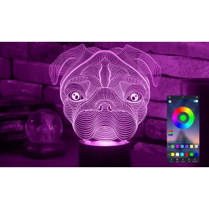 Акриловий світильник-нічник керування з телефона Мопс tty-n001422