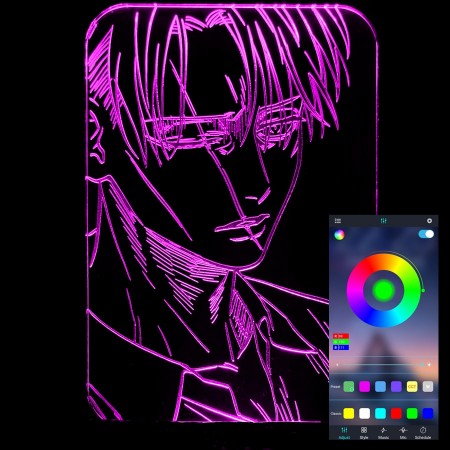 Акриловый светильник-ночник управление с телефона Леви Аккерман 3 tty-n001212