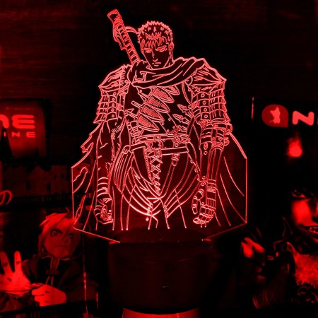 Акриловый светильник-ночник Гатс Berserk Черный Мечник красный tty-n001824