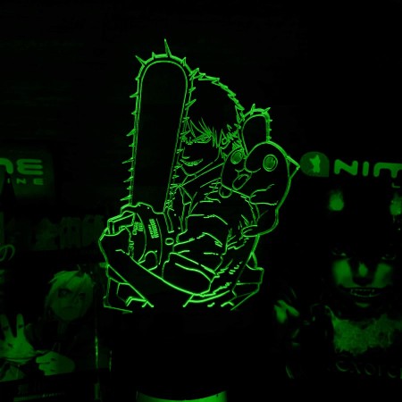 Акриловий світильник-нічник Chainsaw Man зелений tty-n001872