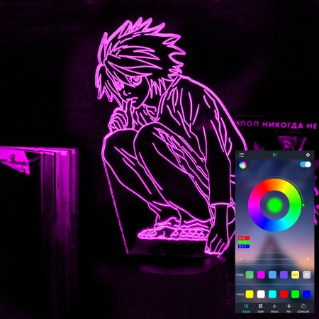 Акриловый светильник-ночник управление с телефона L из Тетрадь Смерти tty-n001975