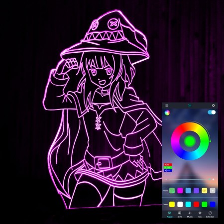 Акриловый светильник-ночник управление с телефона Мегумин (Коносуба) tty-n001023