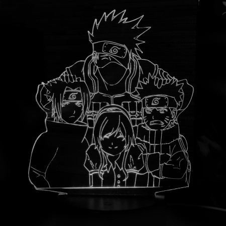 Акриловый светильник-ночник Какаши и Команда 7 белый tty-n001966