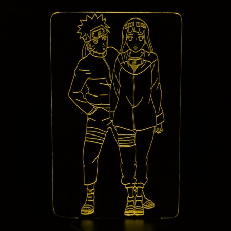 Акриловый светильник-ночник Наруто и Хината желтый tty-n000230