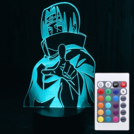 Акриловый светильник-ночник с пультом 16 цветов Учиха Итачи 3 tty-n000534