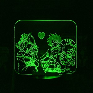 Акриловый светильник-ночник Д. Луффи и Райдэн зеленый tty-n002033